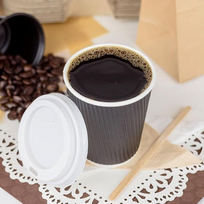 Karat 8 oz Ripple Insulated Coffee Cup Black Disposable Paper Hot Cup, Sturdy - Image 6