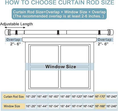Curtain Rods for Windows 16 to 170 Inches Adjustable Length 1 Inch Diameter Window Curtain Rod with Aluminium Finials, Flash Gold