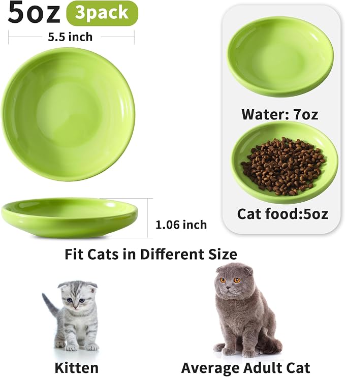 3 PCS Ceramic Cat Bowls, 5.5 in Pet Food Bowl Cat Dishes - Image 2