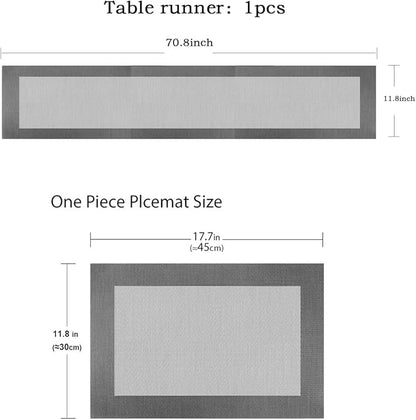 Vinyl Placemats Heat-Resistant Table Mats Washable Easy Clean Plastic Placemats for Dining Table Set of 4 (Dark Silver)