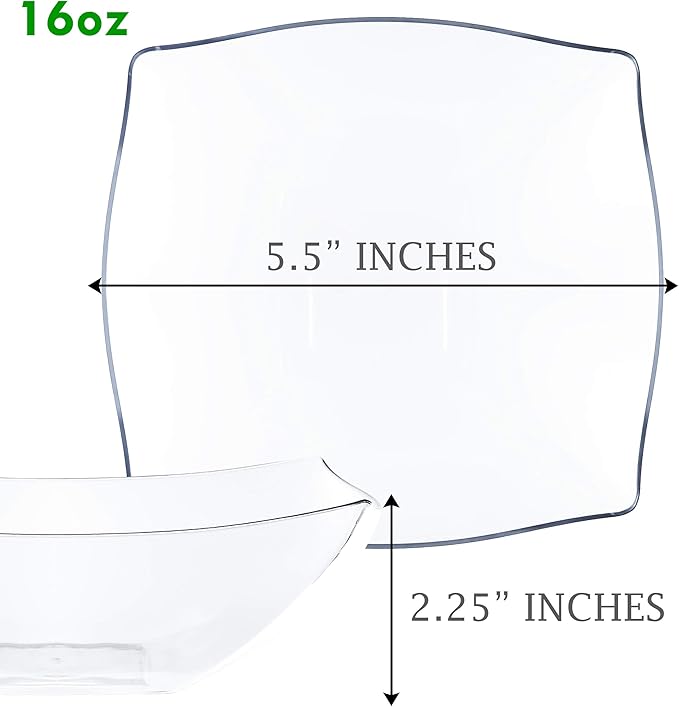 PLASTICPRO Disposable Square Serving Bowls, Party Snack or Salad Bowl, Plastic - Image 2