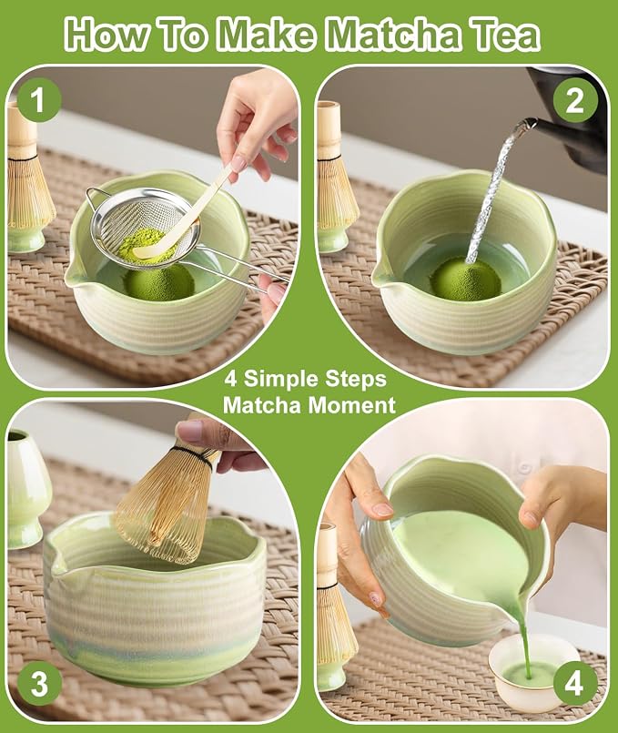 JBER Matcha Set, Bamboo Whisk, Powder Sifter - Image 5