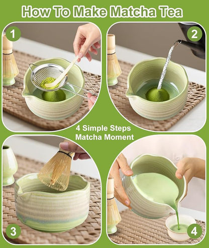 JBER Matcha Set, Bamboo Whisk, Powder Sifter - Image 5