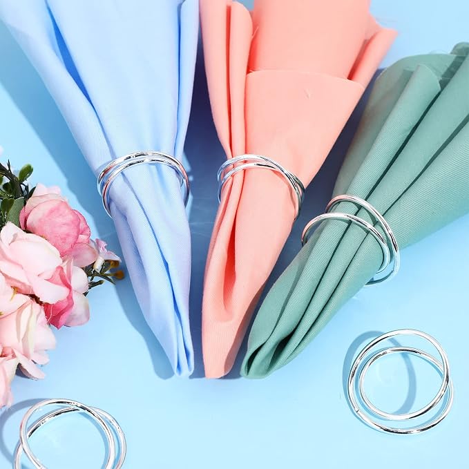 Inbagi 36 Pcs Metal Spiral Napkin Rings Buckles Simple Alloy Rings Serviette - Image 7