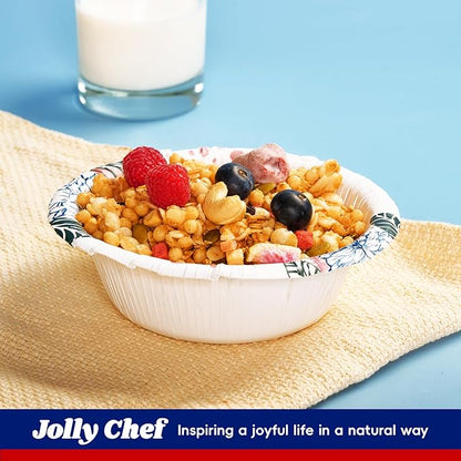 JOLLY CHEF 16 OZ Disposable Paper Bowls with Floral Print 156 Count Heavy-duty Bowls Bulk Perfect for Parties,Picnics,and Everyday Use