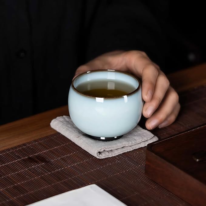 KAMMAK Japanese Tea Cups, 4 Oz Small Handmade Ceramic Teacups, Loose Leaf and - Image 3