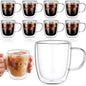 Patelai 8 Pcs 16oz Clear Glass Coffee Mugs Double Walled Coffee Cups Glasses by Patelai