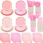 Yaomiao 168 Pcs Pink Dinnerware Sets Pink Plates Disposable Paper Plates Cups by Yaomiao