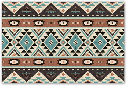 Aztec Southwest Placemats Rustic Tribal Geometric Decorative Table Mat Antique Native Heat Resistant Place Mats for Dining Kitchen Party Holiday Decor 12x18 in 6 PCS