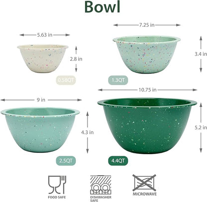 Confetti Melamine Mixing Bowls Set, 4 Piece Nesting BPA free Green | 4-Piece - Image 4