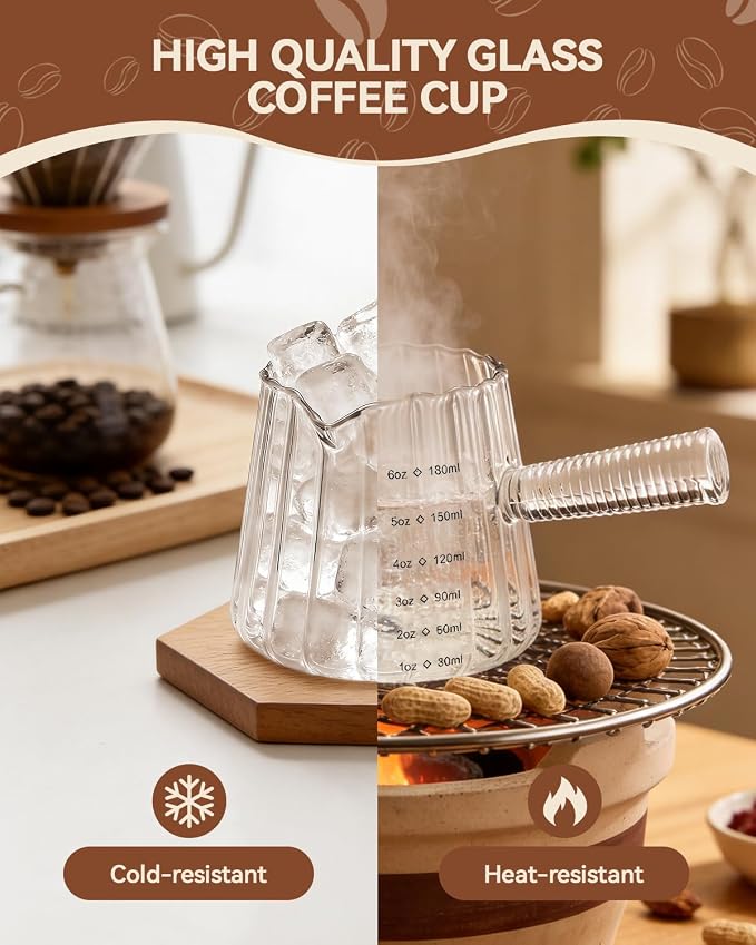 2 PCS Espresso Measuring Cup 6 Oz, Espresso Glass Cups - Image 3