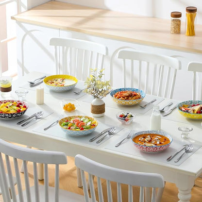 vancasso 8.5" Pasta Bowls Set of 6, 40 oz Porcelain Shallow Salad Bowls - Image 6