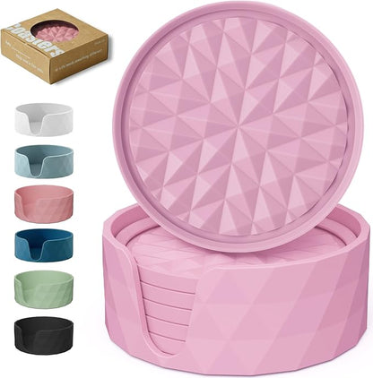 Silicone Drink Coasters Set of 6, Desk Cup Coaster | Prevents by Wingcases