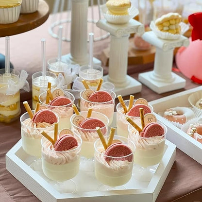 5 oz Mini Dessert Cups with Spoons, 40 Pack Small Dessert Cups Plastic Footed Wine Glasses for Serving Trifles, Appetizers, Puddings, Mousse, Parfait