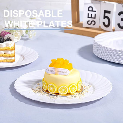 U-QE 100 Count White Plastic Plates - Image 4