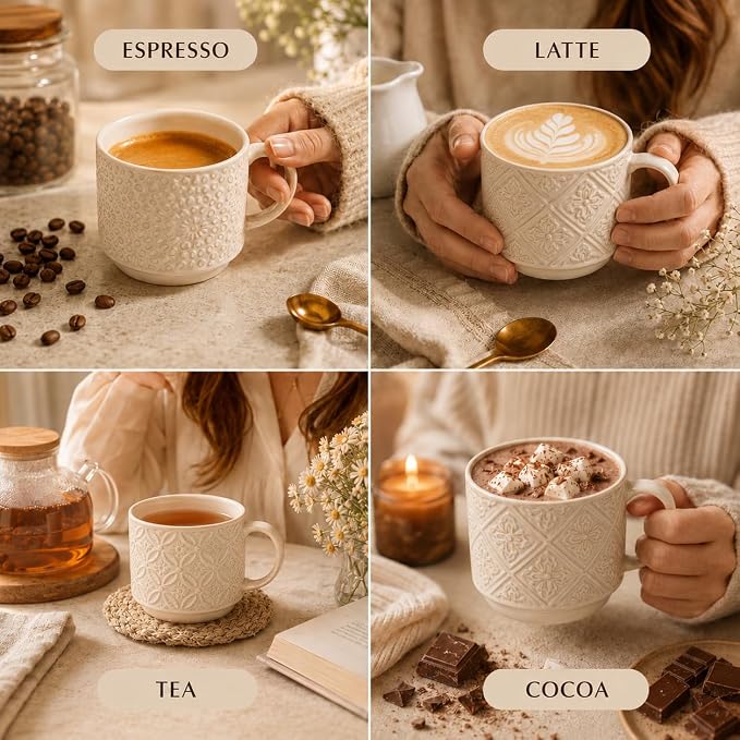 6 Oz Coffee Cups Set of 4, Espresso Cups - Image 9