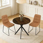 31.5" Round Dining Table Chairs Set for 2, Small Dining Table Chairs Set Space-Saving, Small Dinette Sets for 2 for Kitchen Dining Room Apartment(Walnut Table + Brown Chairs)