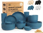 Wheat Straw Dinnerware Sets for 8, Unbreakable Bowl and Plate Set 40 Piece by BUSOKIP