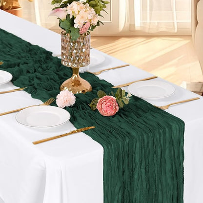 3 Pack Emerald Green Cheesecloth Table Runner, 17 x 108 Inch, Gauze Cheese - Image 3