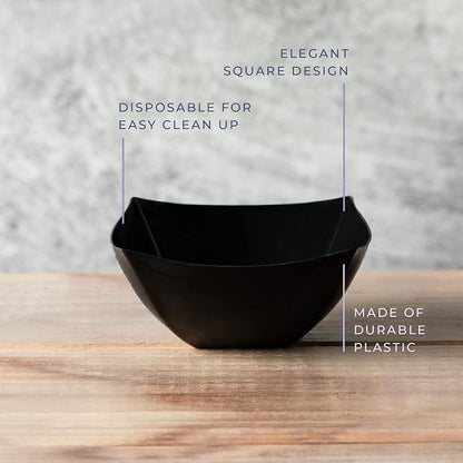 PLASTICPRO Disposable Square Serving Bowls, Party Snack or Salad Bowl, Plastic - Image 6