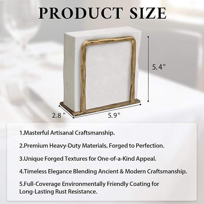 Napkin Holder for Table，Heavy duty solid Metal Hand Forged Standing Napkin - Image 7