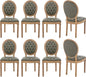 Vintage French Dining Chairs Set of 8, Round Back PU Leather Upholstered Side Chairs with Nailhead Trim and Solid Wood Frame, Sillas de Comedor for Dining Room & Kitchen, Olive Green