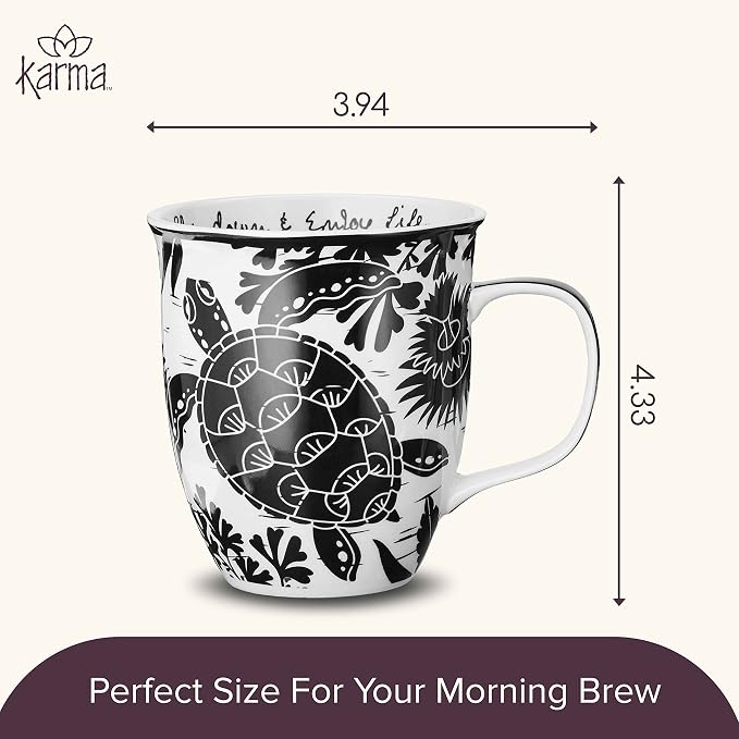 Karma Gifts 16 oz Black and White Boho Mug Sea Turtle - Image 5