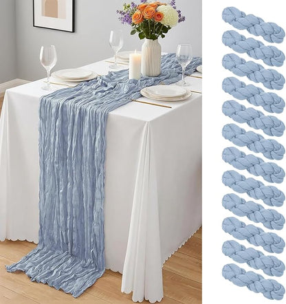 12 Pack Dusty Blue Cheesecloth Table Runner 10Ft, Gauze Table Runners 21.5 x by Yemosa