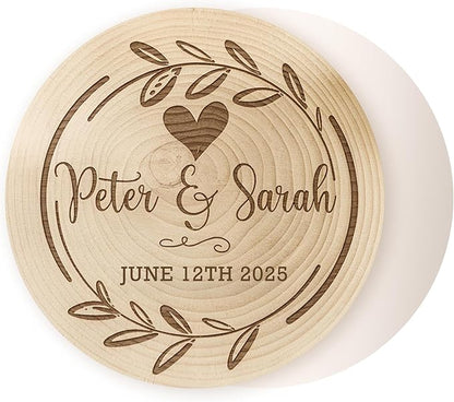 100 Pack Personalized Wedding Coasters, Custom Cardboard Coasters for Drinks with Photo Print and Text, Keepsake Wedding Favors and Gifts for Couples, 3.95" Round (Design 1)