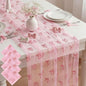 4 Pcs Pink Bow Table Runners 29 x 70 Inch Pink Tulle Lace Table Runner Coquette by Windkream
