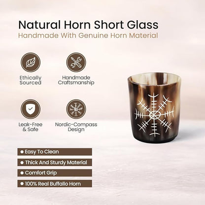 Handicrafts Home Viking Horn Shot Glasses Set of 4, Handmade Natural Ox Horn - Image 2