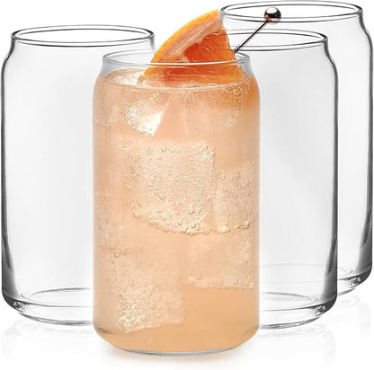 Libbey Classic Can Shaped Drinking Glasses Set of 4, 16 Oz, Dishwasher Safe by Libbey