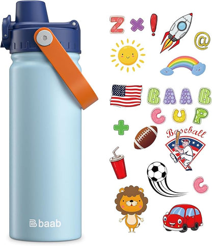 baab 18oz Kids Insulated Water Bottle 18/8 Stainless Steel Kids Cup 1 Pack | by baabKidWatterBottle