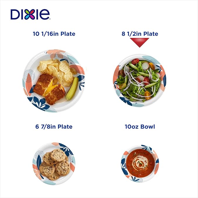 Dixie Medium Paper Plates, 8.5 Inch, 2X Stronger*, Microwave-Safe, Soak-Proof - Image 7