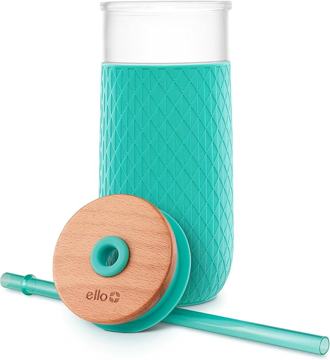 Ello Devon Glass Tumbler, Protective No Sweat Silicone Sleeve and Splash Proof - Image 6