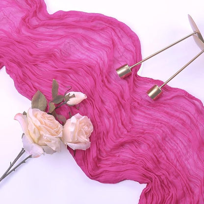 6 Pack Hot Pink Cheesecloth Table Runner 35 x 120 Inch | Boho Gauze Fabric - Image 7