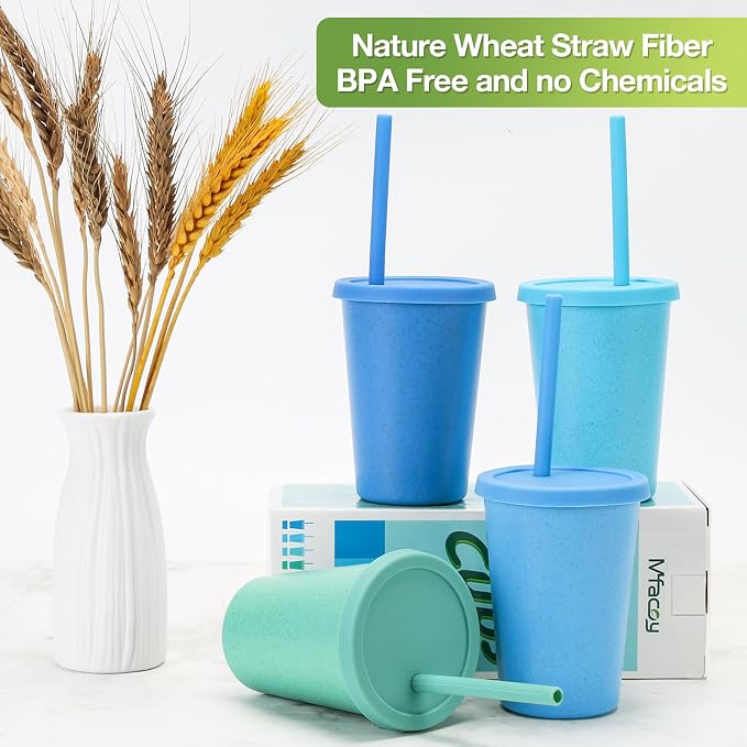 Mfacoy 4 Pack Wheat Straw Cups - Image 2