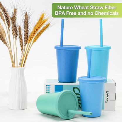 Mfacoy 4 Pack Wheat Straw Cups - Image 2