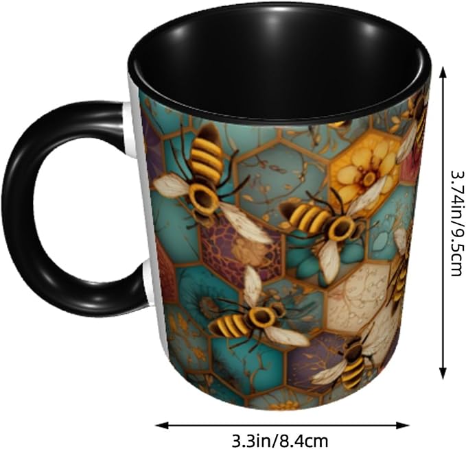 FyLybois Bee Coffee Mug 11 Ounce Mugs Ceramic Tea Cup Drinking Water Cups | - Image 3