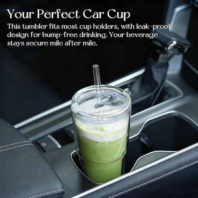 KEMORELA 2PCS 20oz Clear Double Wall Glass Cups - Image 8