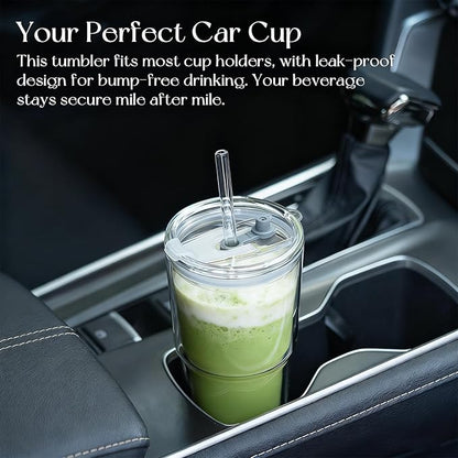 KEMORELA 2PCS 20oz Clear Double Wall Glass Cups - Image 8