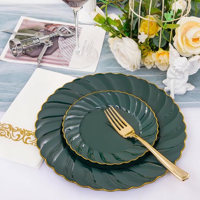 YOUBET 150PCS Emerald Green Plastic Plates - Image 4