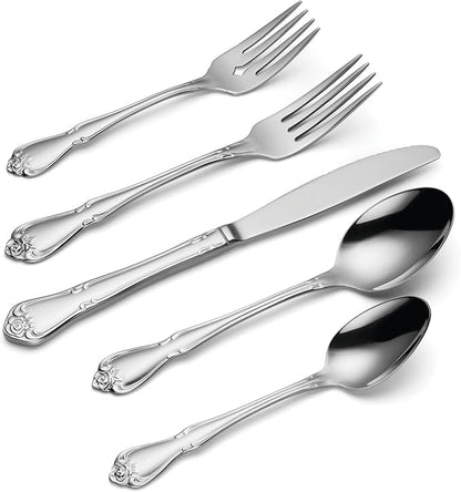 Oneida Silverware Set, True Rose 20-Piece Everyday Flatware Set, Service - Image 3