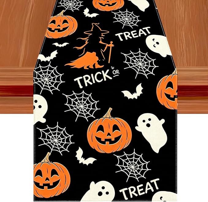 Halloween Table Runner Decorations Trick or Treat Kitchen Decor 13x72inch | by JVUZIQ