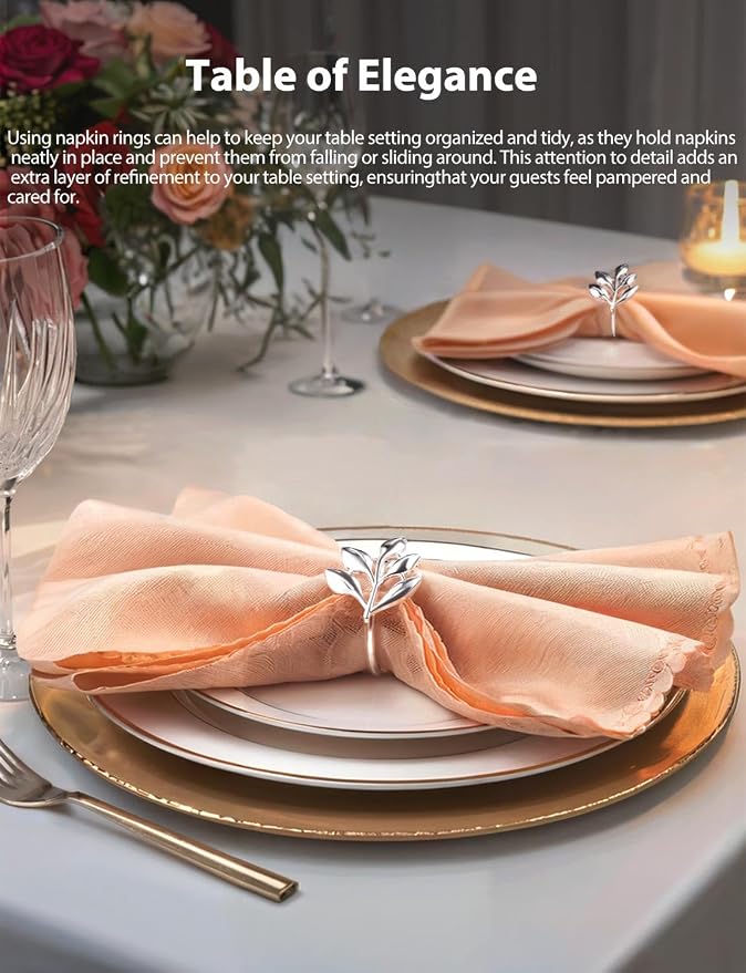 Leaf Napkin Ring Holder Set of 12, Wedding Party Dinner, Thanksgiving Halloween - Image 5