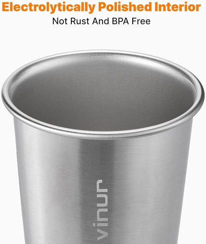 VINUR Stainless Steel Cups-20 oz Stackable Metal Drinking Glasses 4 Pcs | 20 oz - Image 5