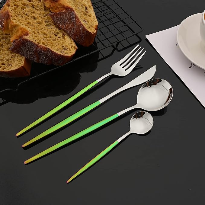 JASHII Flatware Set 24 Piece, Stainless Steel Silverware Set, Macaron Small - Image 6
