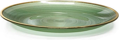 " OCCASIONS " 50 Plates Pack (25 Guests)-Wedding Party Disposable Plastic Plate Set -25 x 10'' Dinner + 25 x 7'' Salad & Dessert plates (Belize in Green & Gold)
