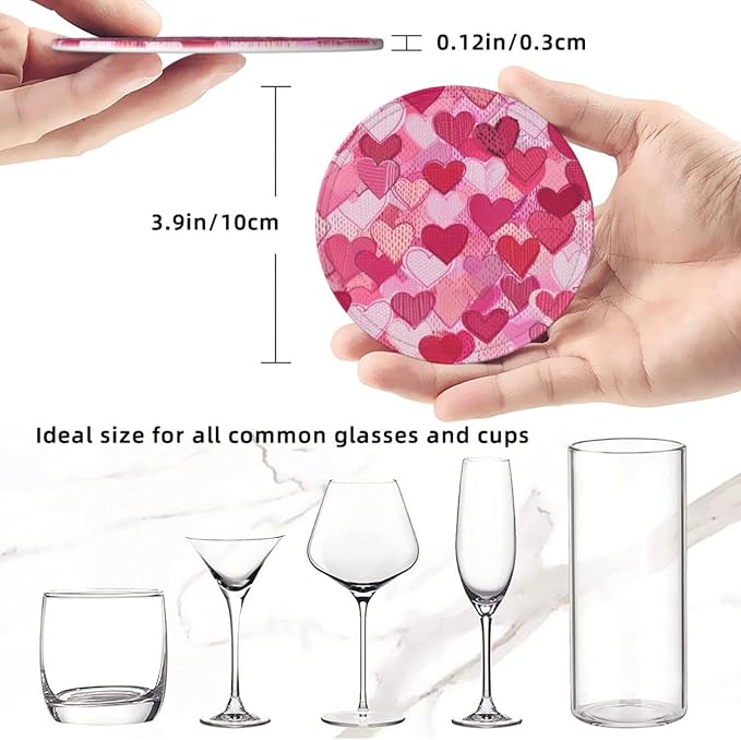 90s Retro Hot Pink Heart Coasters - Image 3