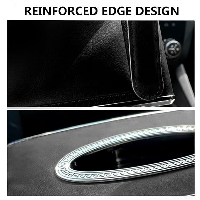 Faux Leather Car Tissue Box for Car Interior, Armrest & Back Seat Napkin - Image 6